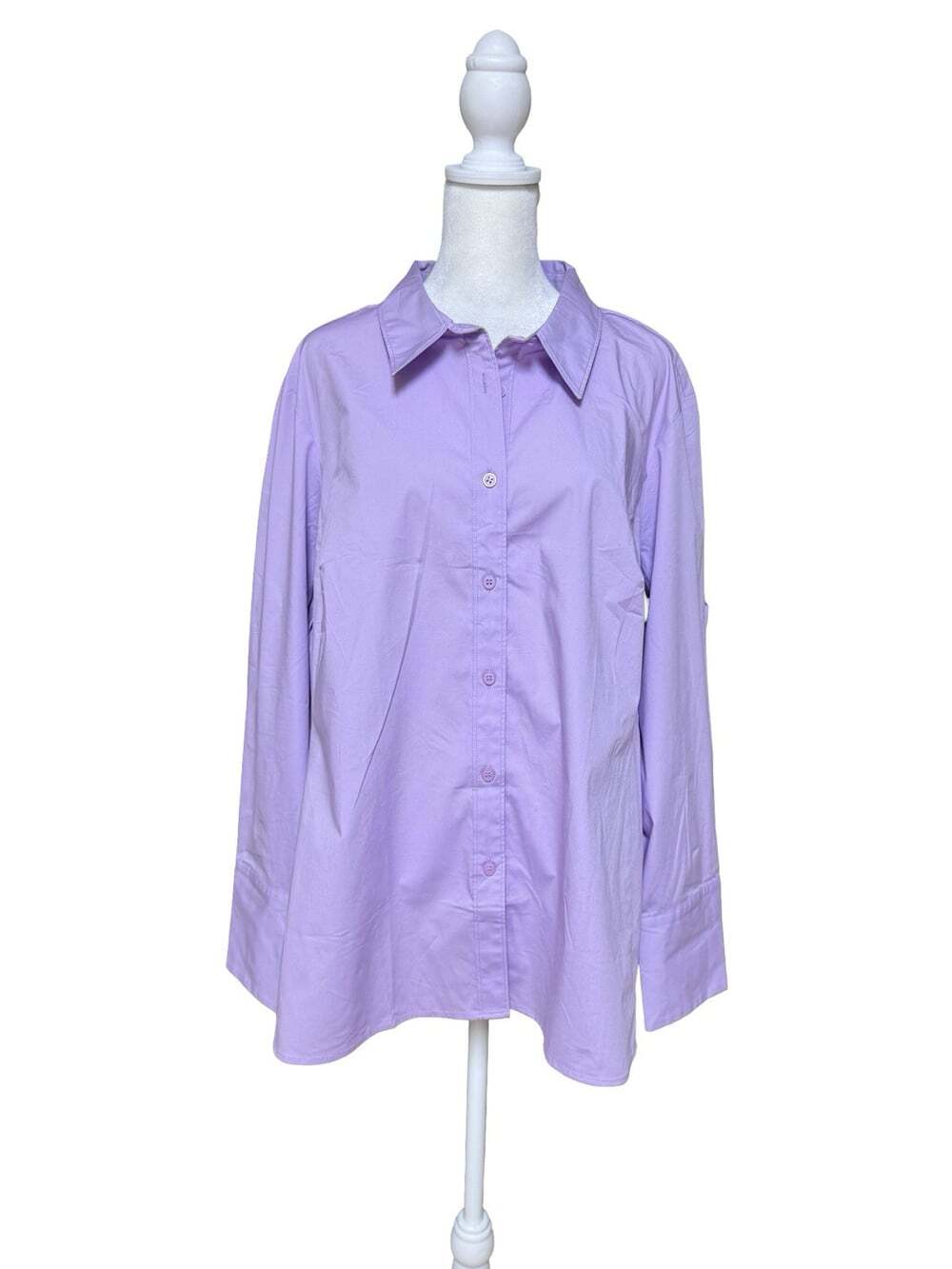 Lane Bryant Women’s 22 Petite NWT Lavender Stretch Cotton Button Down Shirt